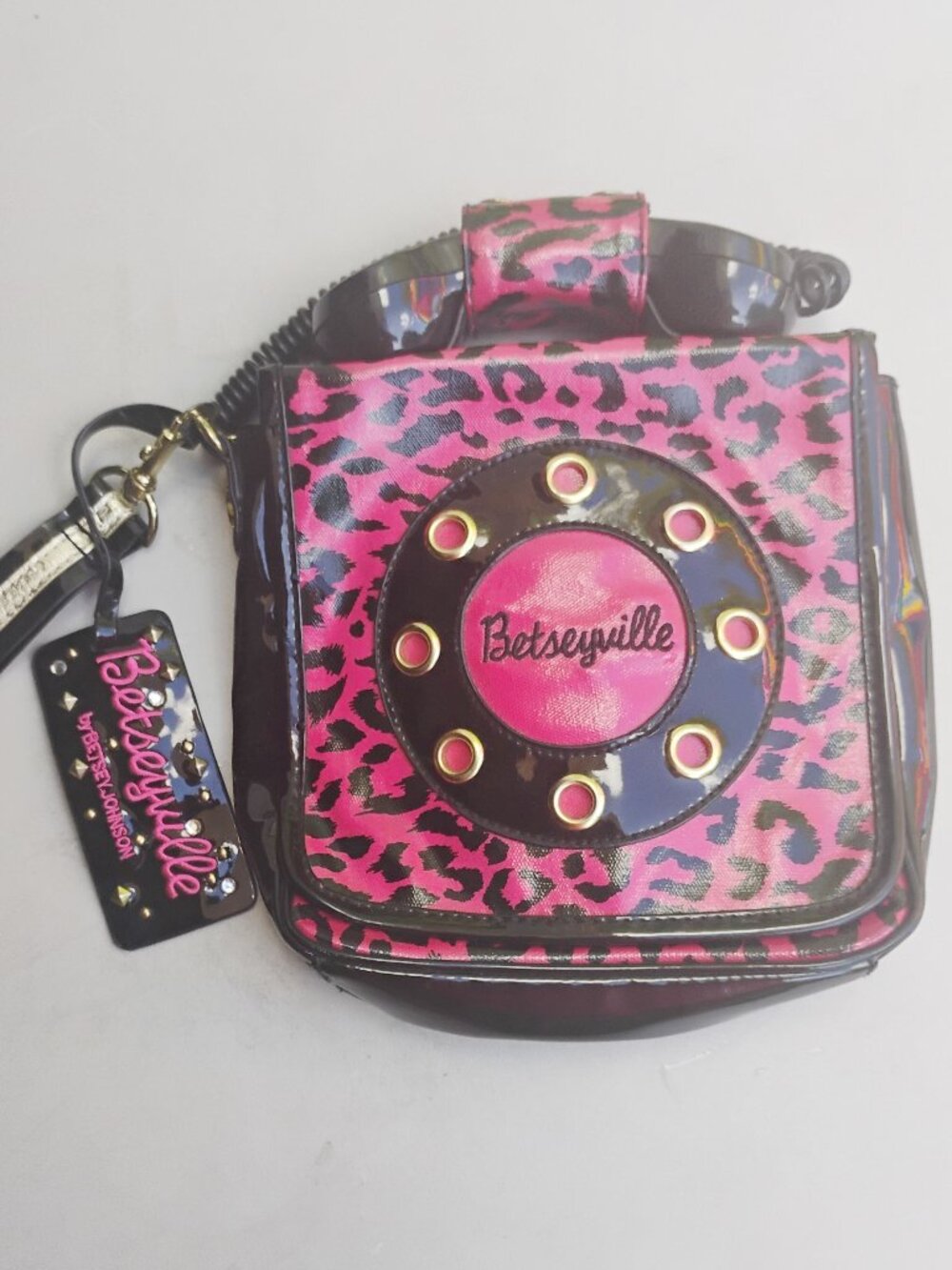 Vintage Betseyville Animal Print Call Me Phone Purse Handbag by Betsy Johnson